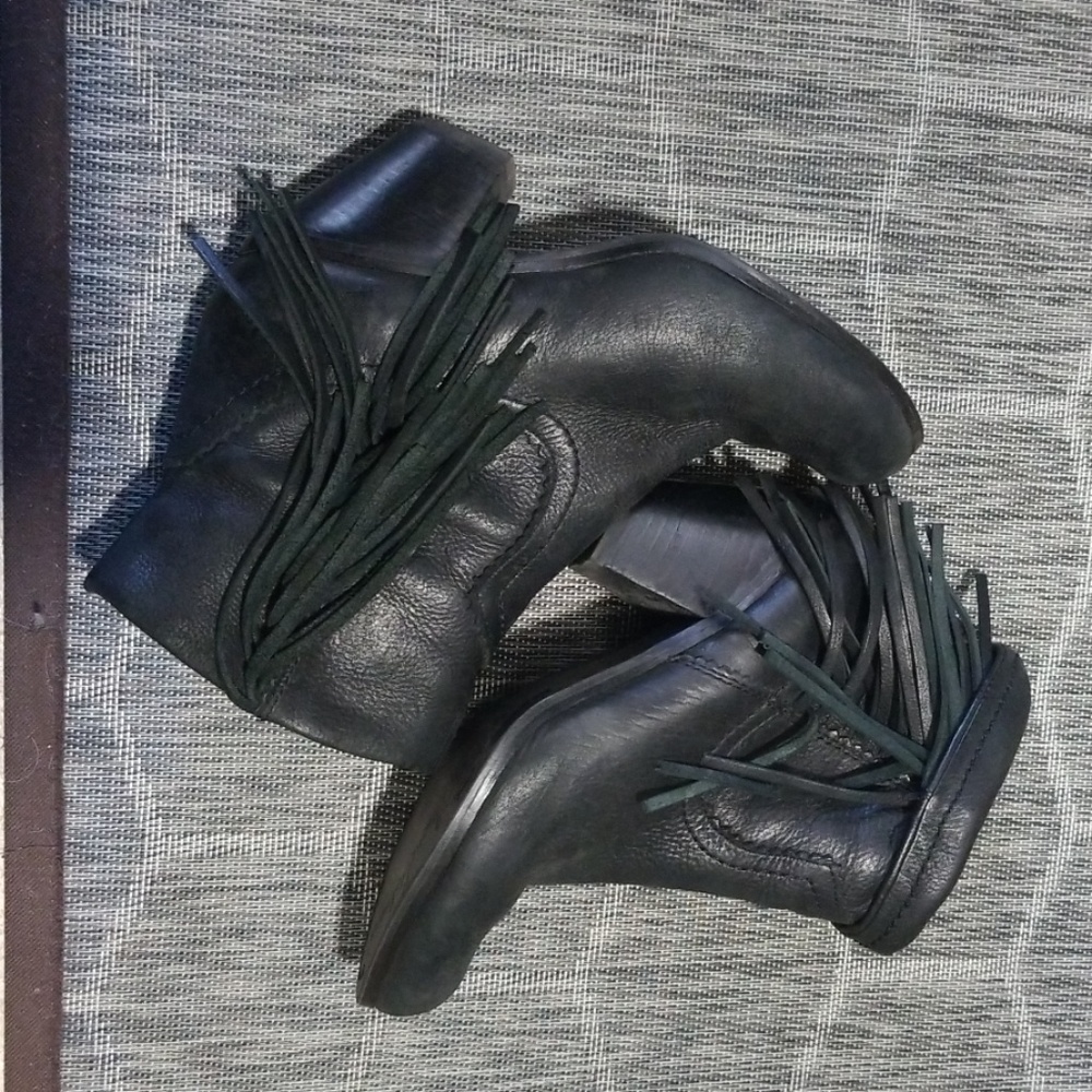 Sam Edelman Black Leather Fringe Booties - Picture 7 of 7